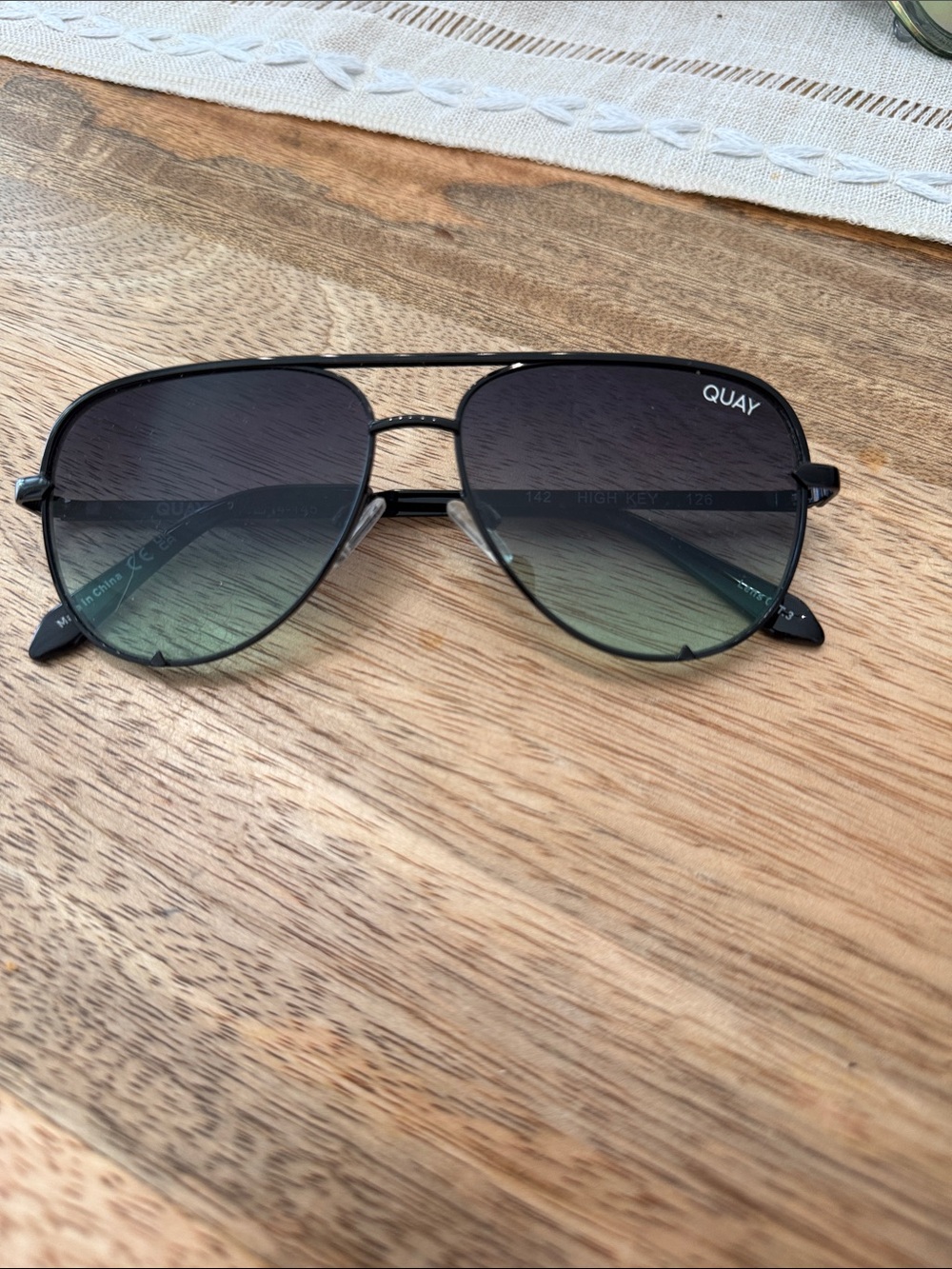 Quay Australia Black Frame Sunglasses with Green Gradient Lenses